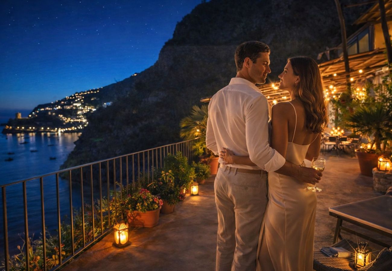 Villa in Furore - Luxury Amalfi coast cliff Villa Sunset with pool